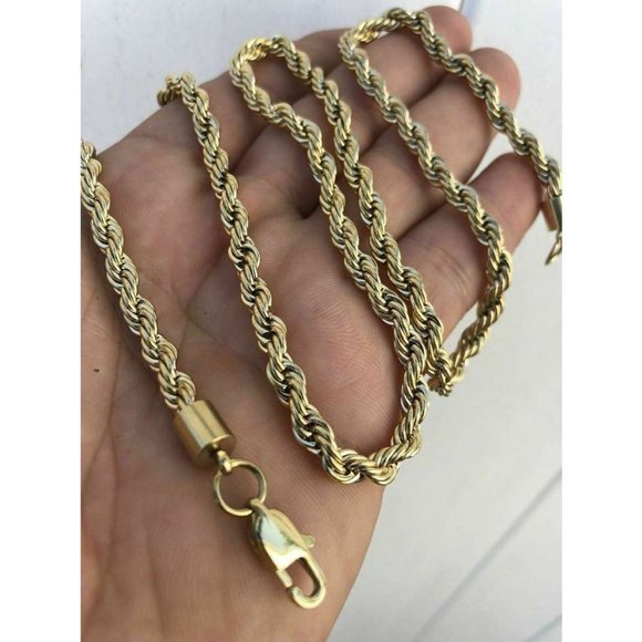 Harlembling 14k Gold Steel Thick 5mm Rope Chain - Picture 9 of 11